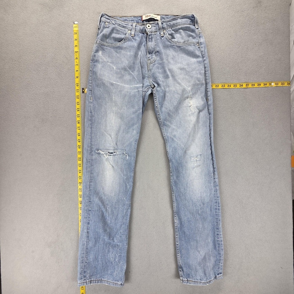 Vintage Levis 504 Jeans Mens 31x34 Blue Straight Engineered Thrashed Honeycomb